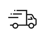 Line drawing of a delivery truck with an open cargo area.