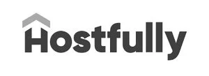 Logo of Hostfully with black text on a white background