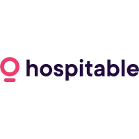 Hippie logo with a pink and purple color scheme and the word 'hospitable' written beside it.