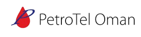 PetroTel Oman logo with a stylized red and blue theme.