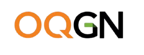 Logo with the text 'OQGN' in orange, green, and black letters.