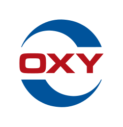 Pimsquest Client OXY logo with blue circular arrow around the word 'OXY' in red