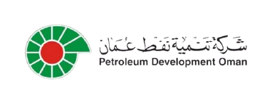 Petroleum Development Oman logo with green and red circular design and Arabic and English text