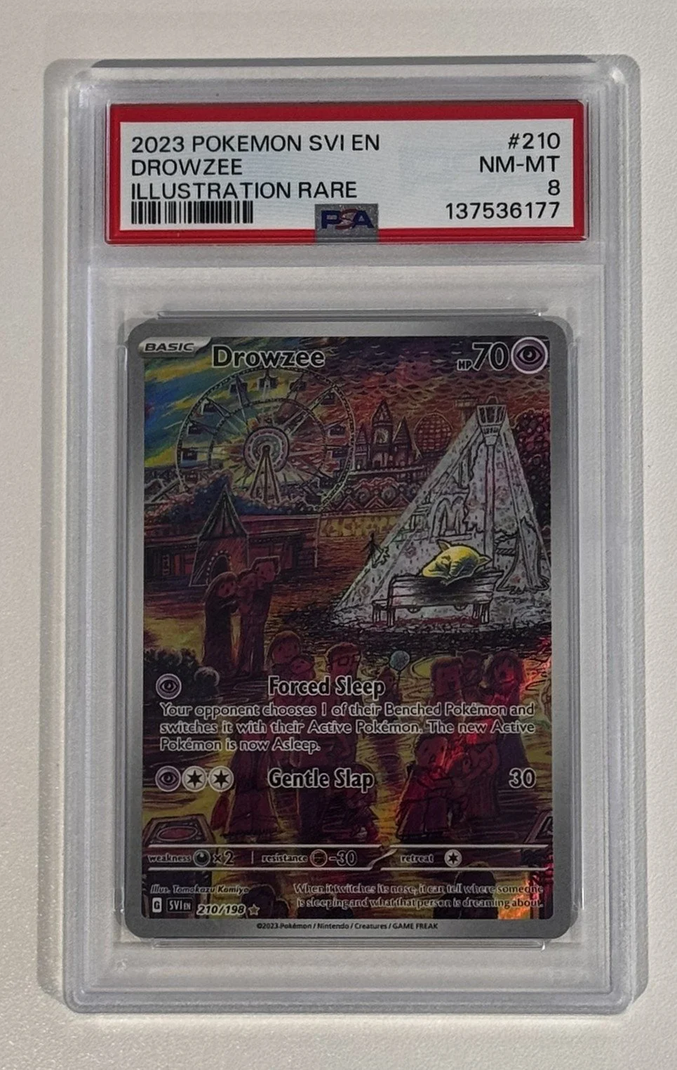 2023 Pokemon Scarlet and Violet English Drowzee Illustration Rare Card - Near Mint - Mint PSA 8