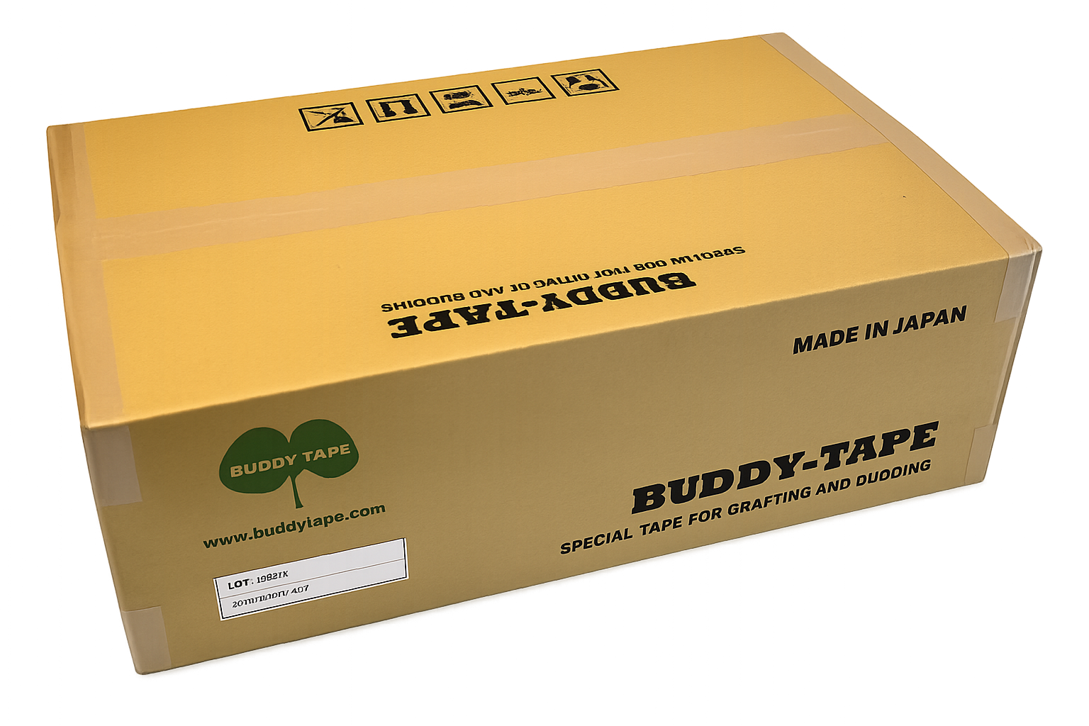 كرتون شحن خارجي لشريط Buddy Tape يحتوي على 15 علبة داخلية لتوزيع المشاتل التجارية.