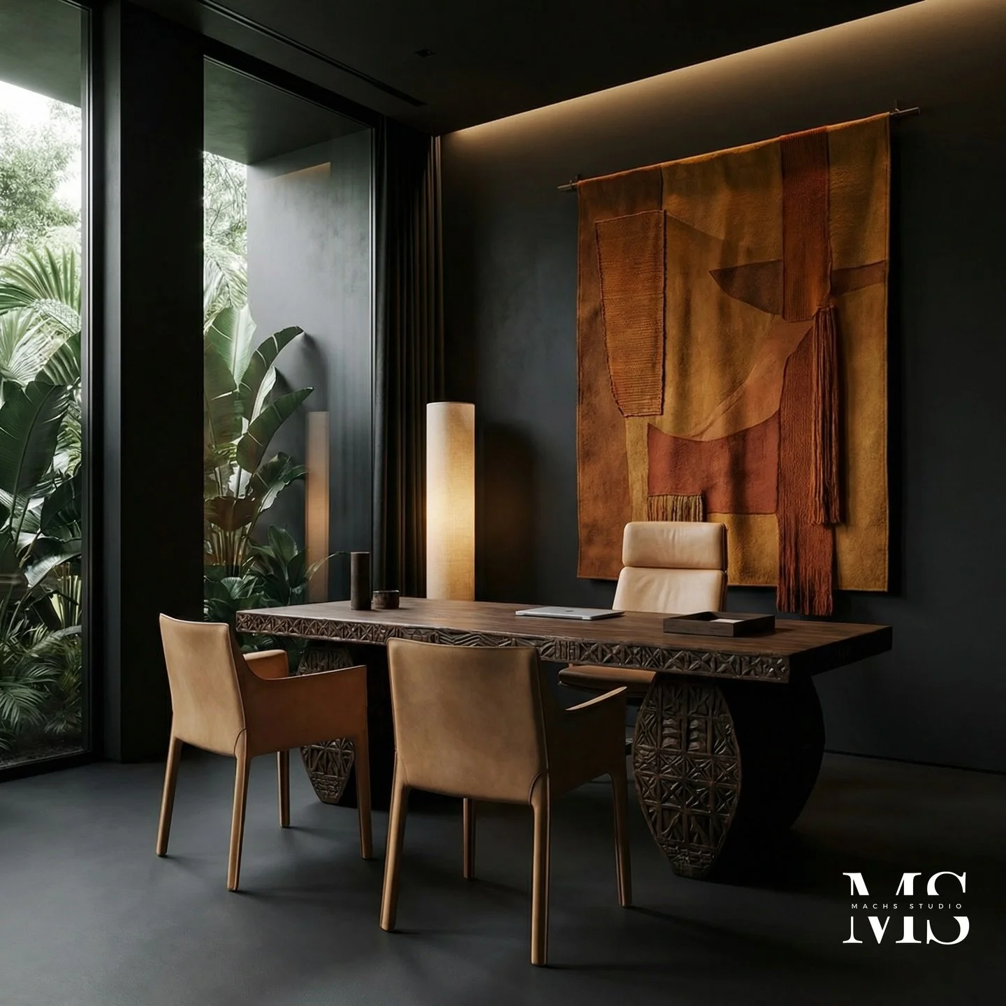 A quiet statement of power.
Where craftsmanship meets intention, and every texture tells a story.

Earth tones, sculpted forms, and light that lingers.
This is more than a workspace, it&rsquo;s an atmosphere.

#MachsStudio #AfricanDesign #ModernLuxur