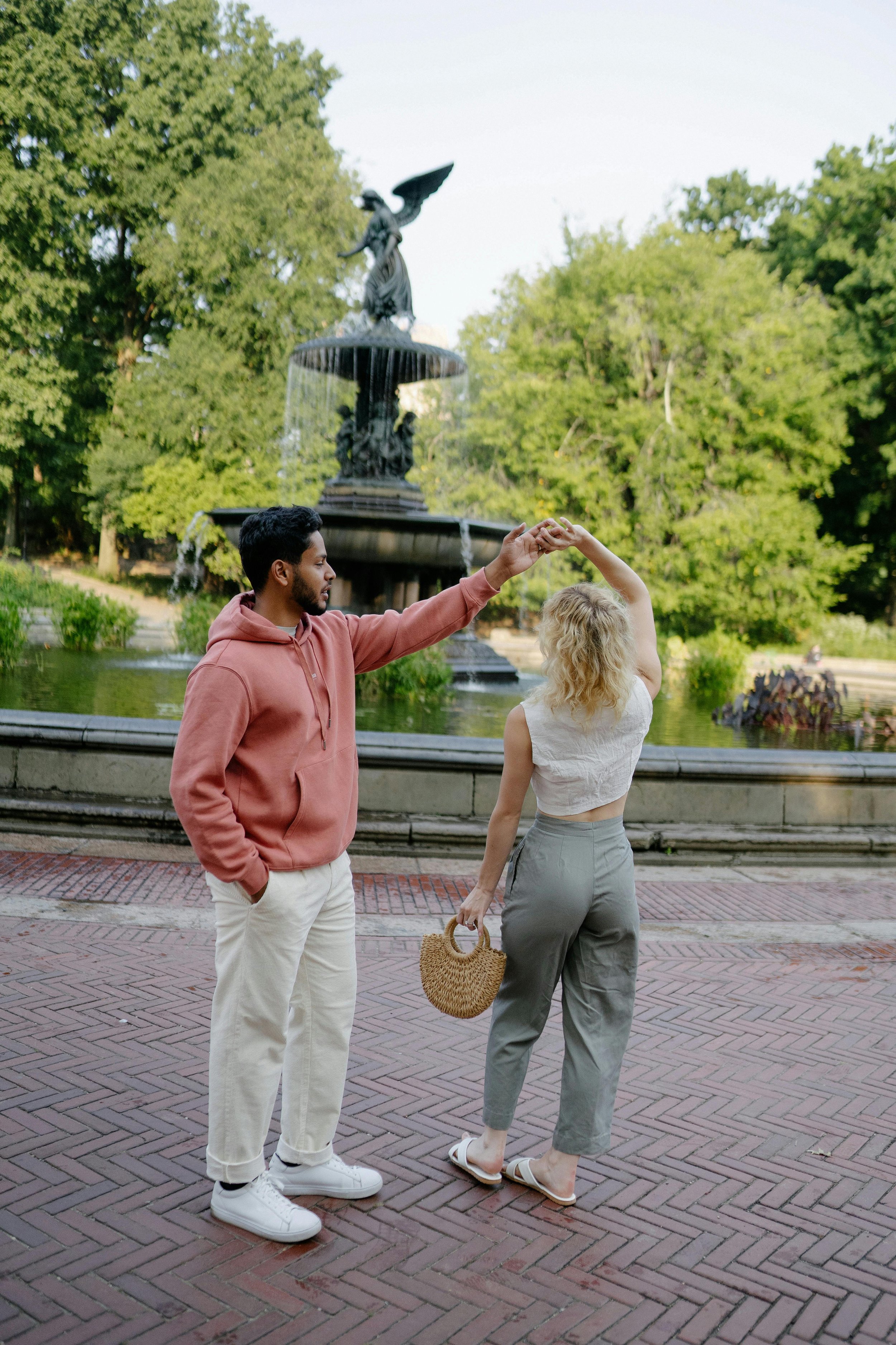 Couple walking outdoors representing freedom from body image distress after therapy in NYC