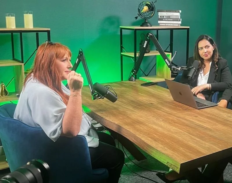 Anne speaking on a podcast