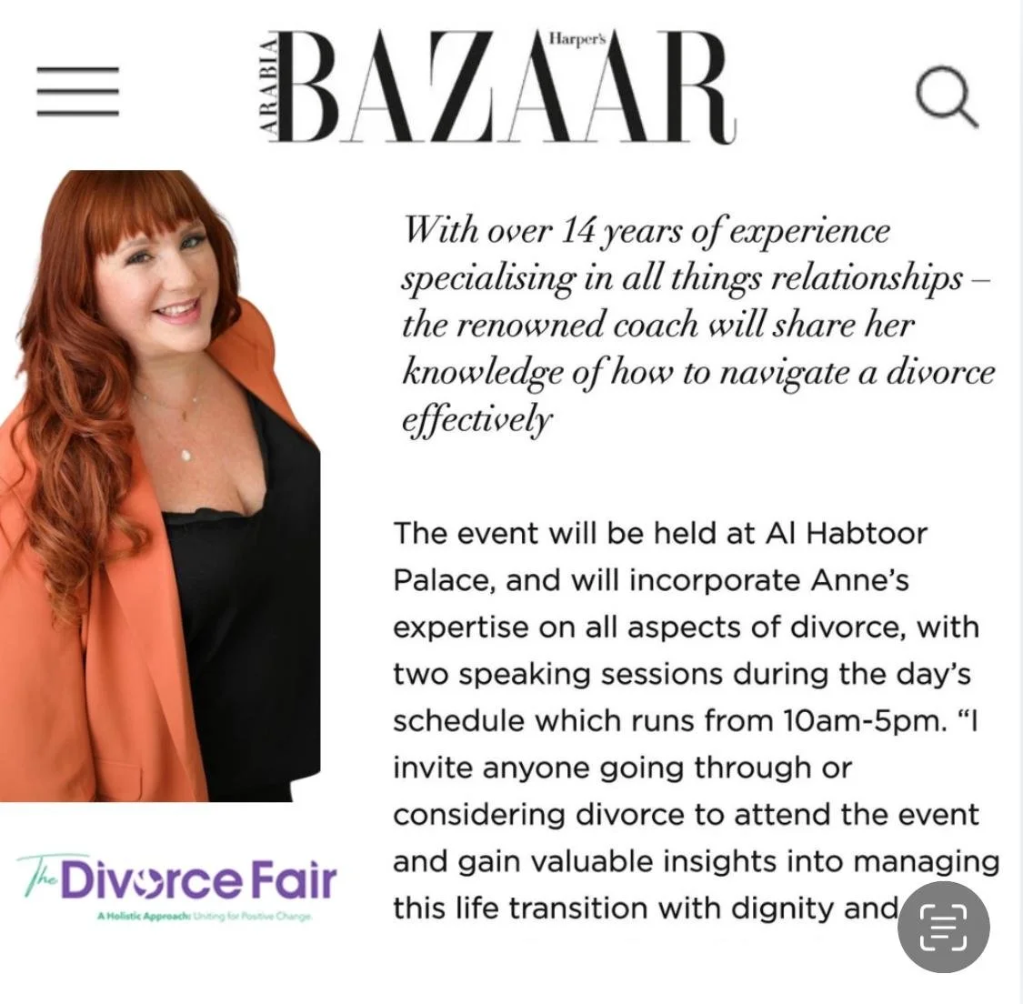 Harper's Bazaar event announcement