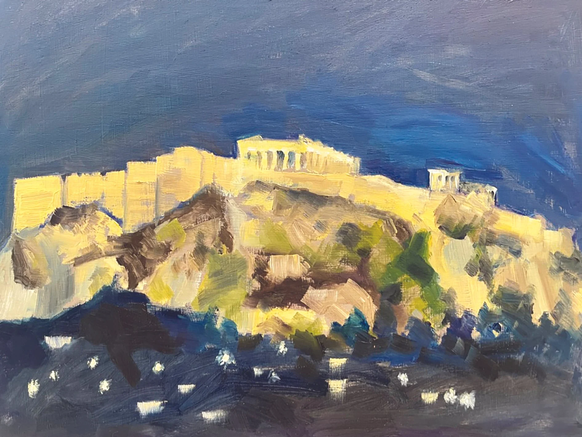 Night at the Acropolis Medium Print