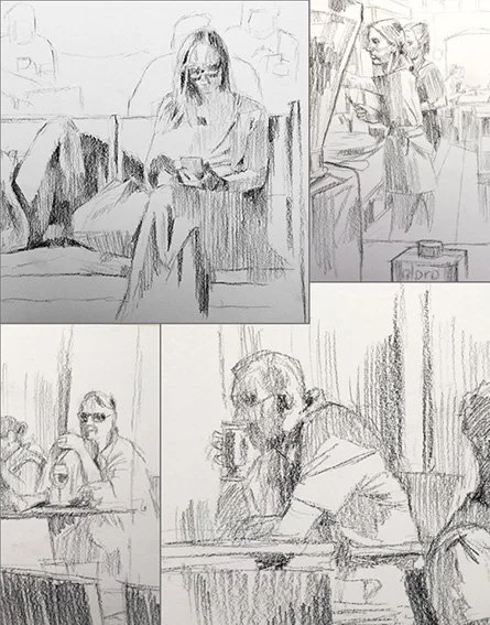 Sketches from cafes & airport lounge