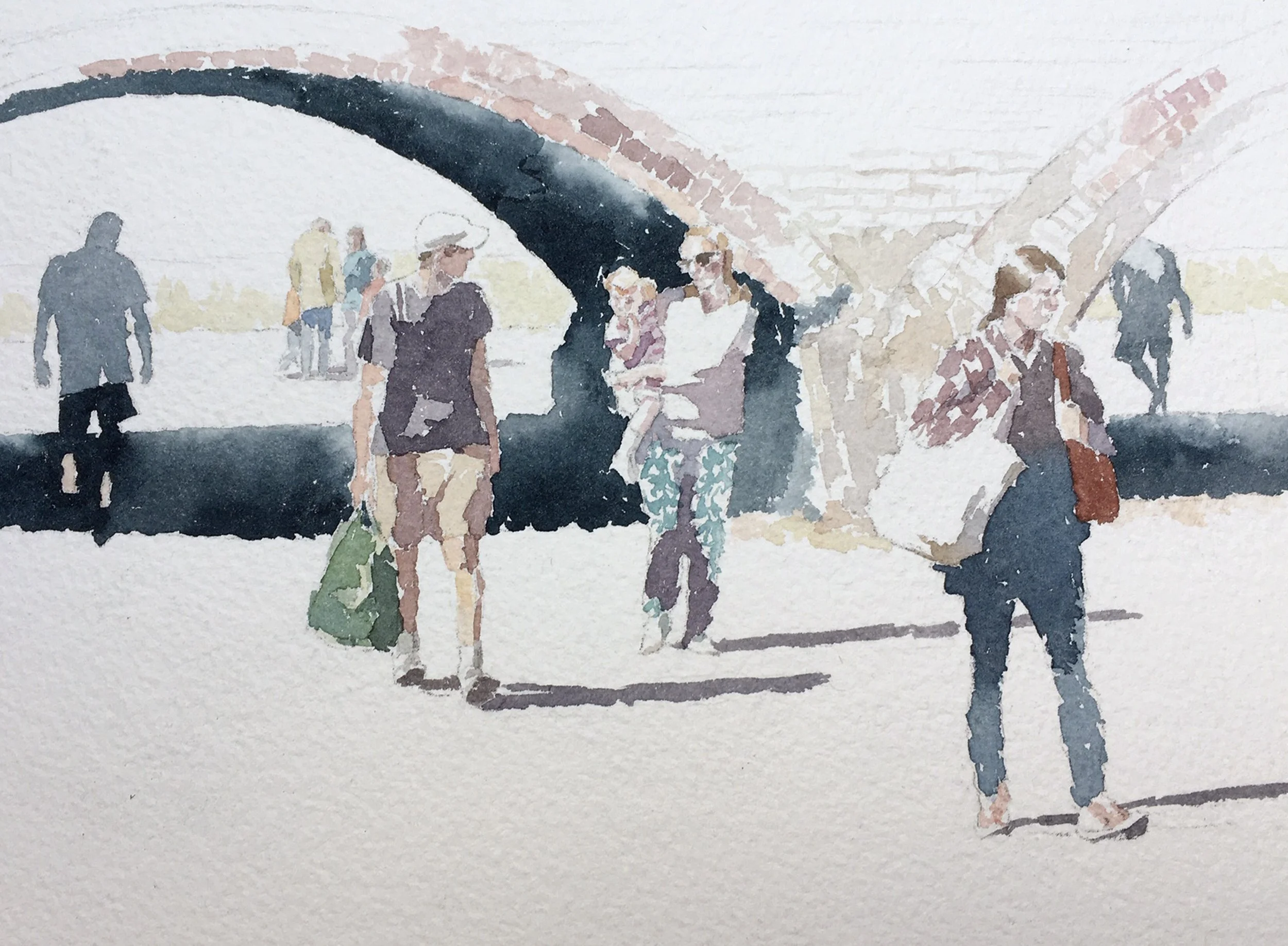 Watercolour Sketch: under the arches, Folkestone