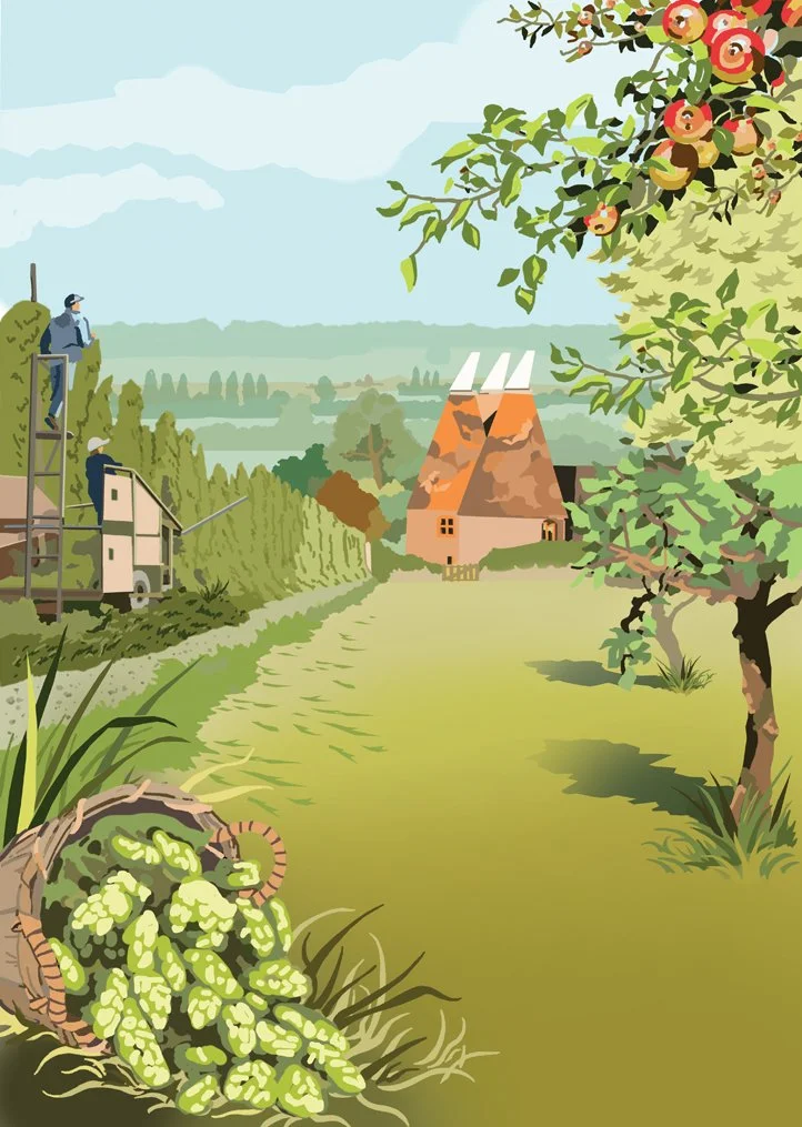 Faversham Fruit Belt. From a series of digital illustrations for Kent County Council