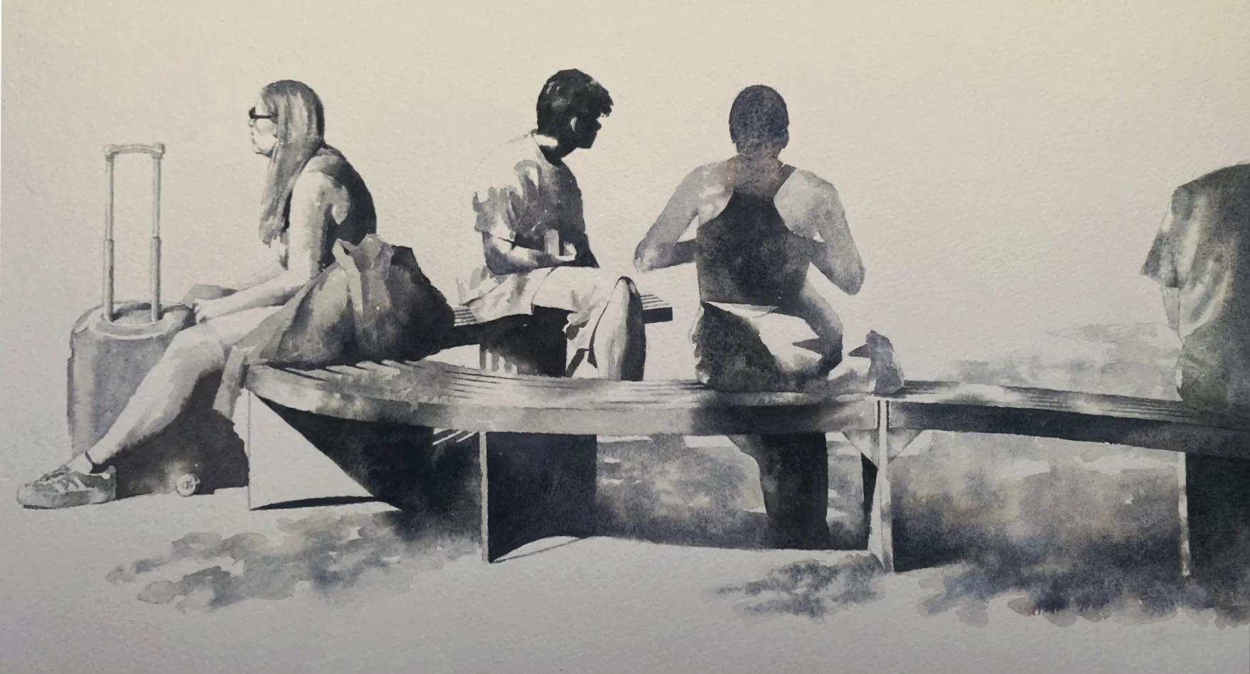 Curved Bench with Figures (h: 30cm x w: 50)