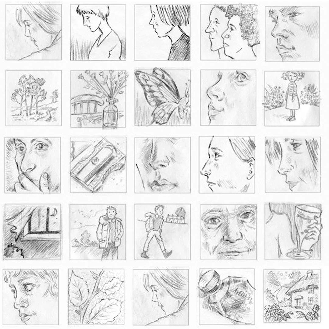 House of Illustration challenge: Daily 1 inch square sketches in memory of John Vernon Law
