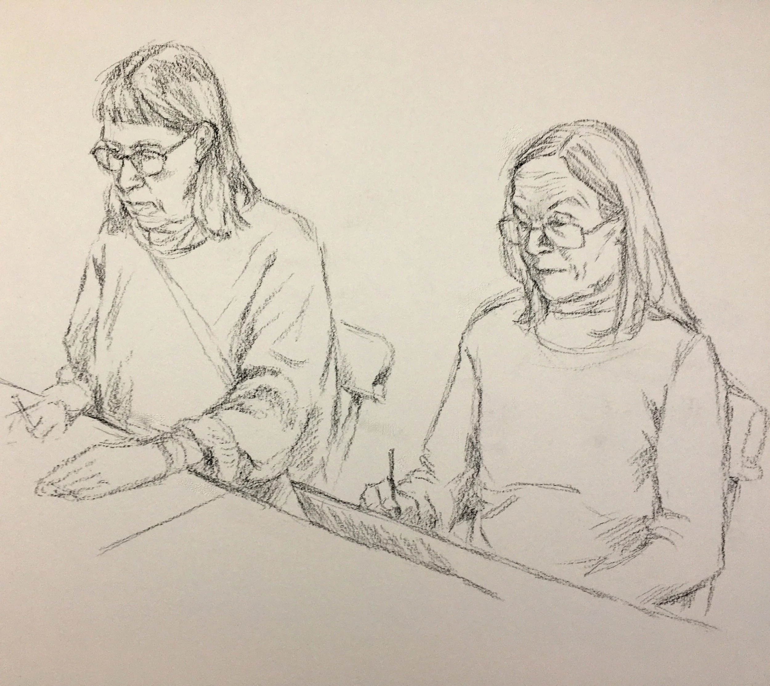 Sketch of members of drawing group