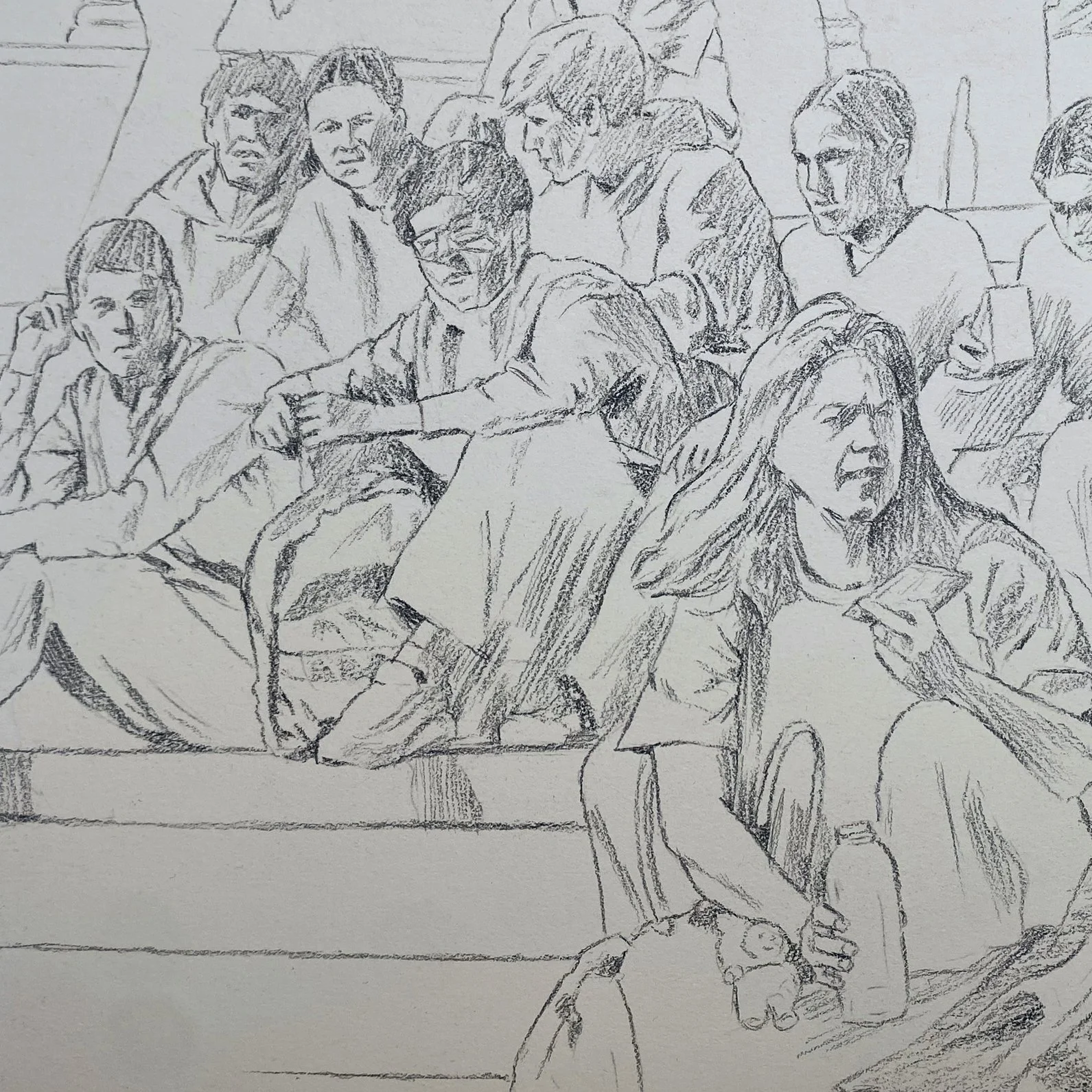 Students on the National Gallery steps