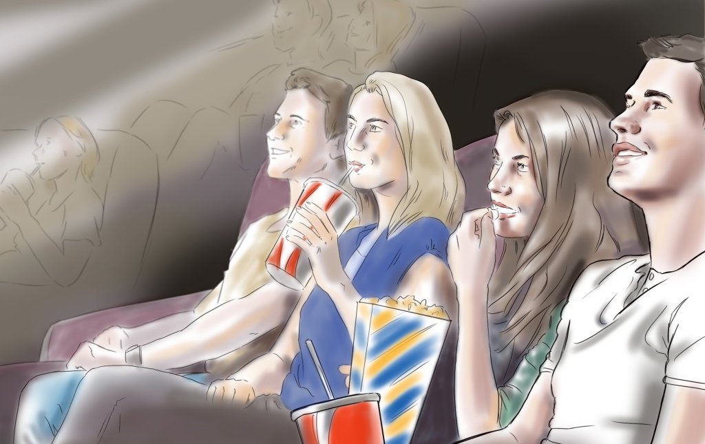 Digital sketch: cinema audience
