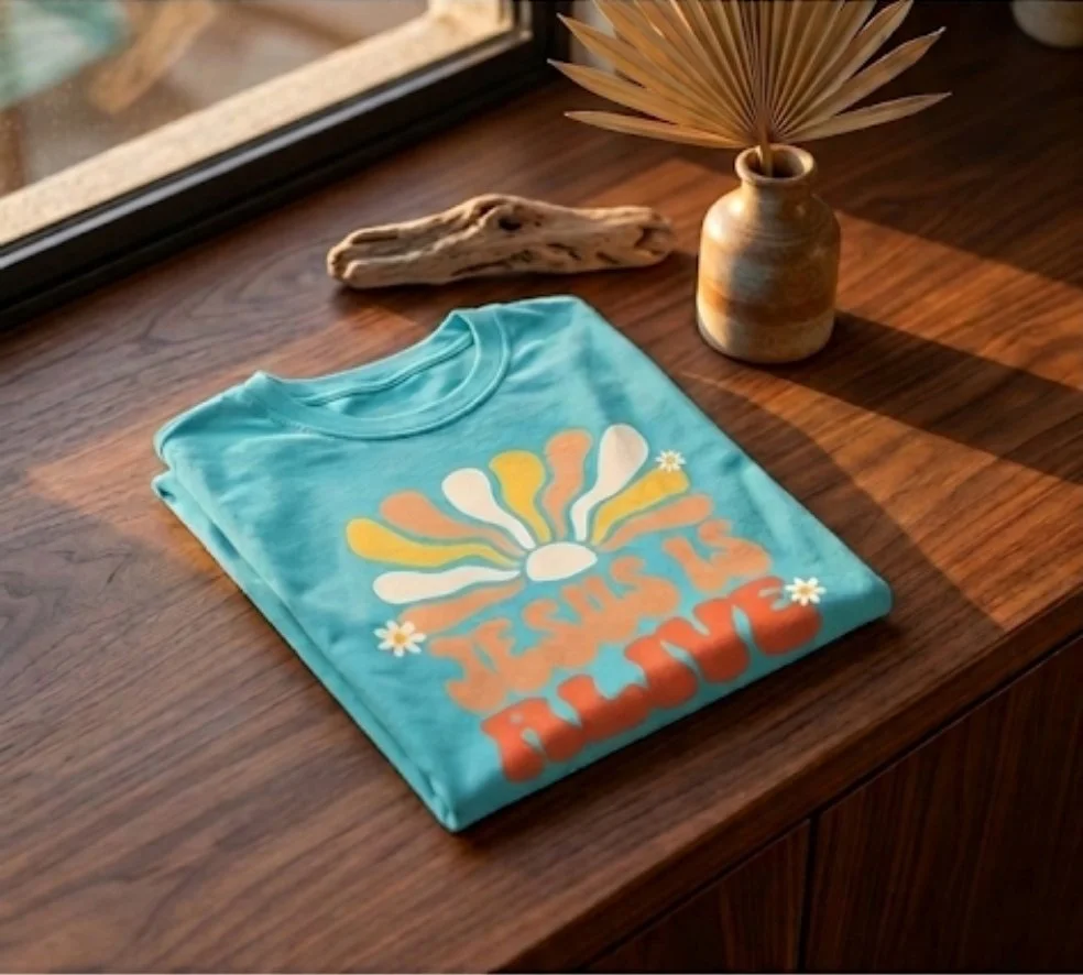 Jesus is Alive Retro Comfort Colors Tee • 70s Groovy Christian T-Shirt • Vintage Sunshine Faith Streetwear