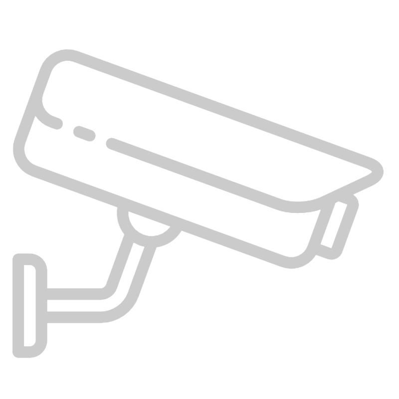 Line drawing of a security camera mounted on a wall.