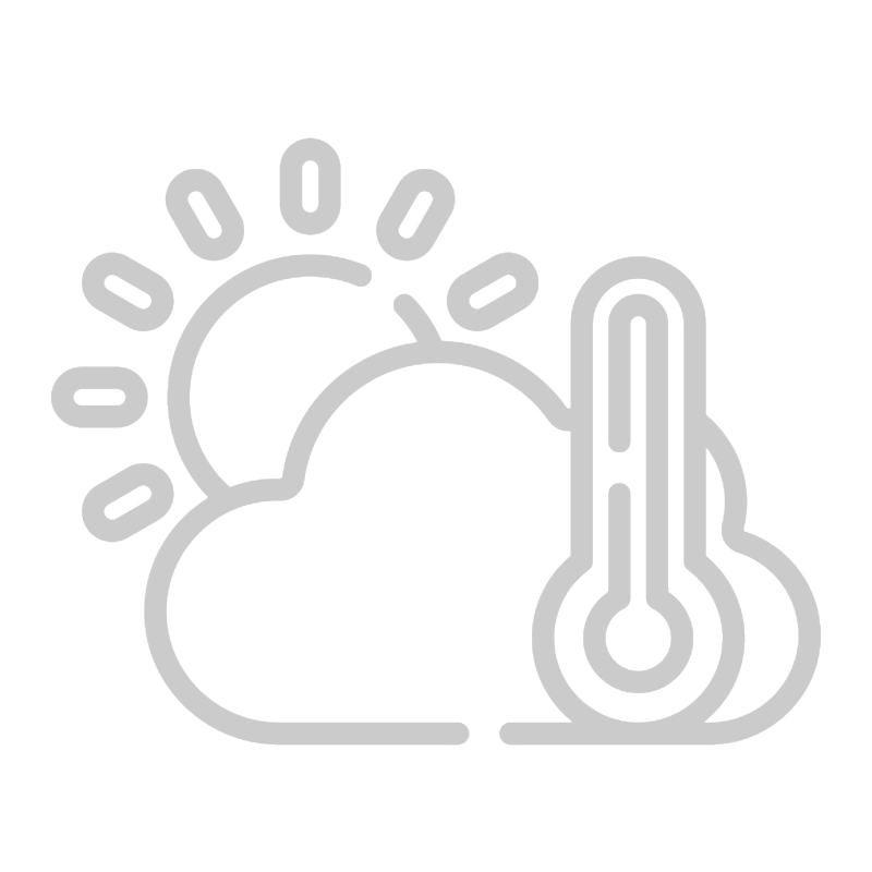 Weather forecast icon with sun, clouds, and thermometer.