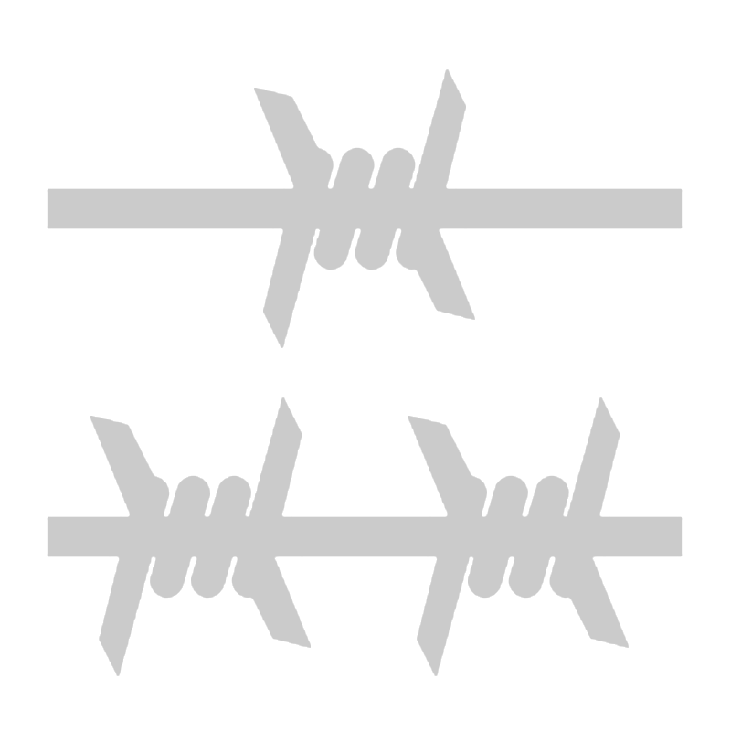 Gray barbed wire with three sections on a black background.