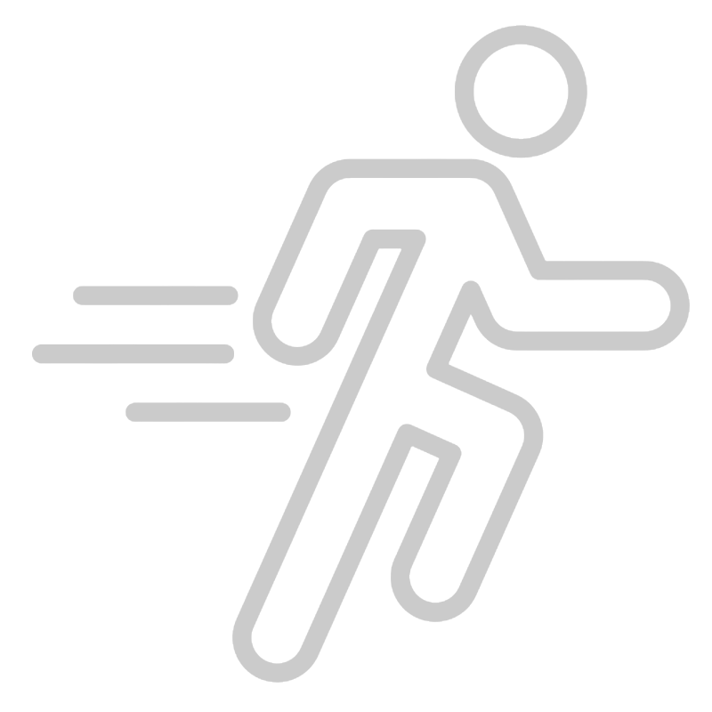Icon of a person running fast with motion lines to indicate speed.