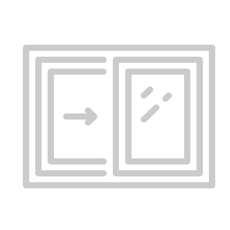 Icon of a sliding glass door with an arrow indicating the door opens to the right.
