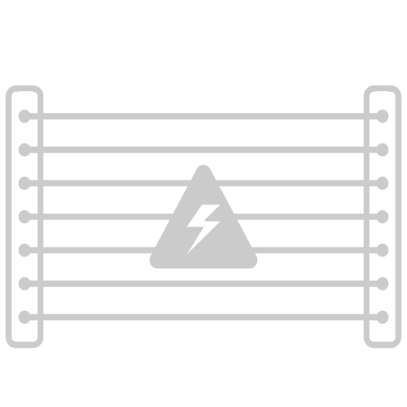 A black-and-white illustration of an electric or electronic device with horizontal lines and a warning triangle with a lightning bolt in the center.