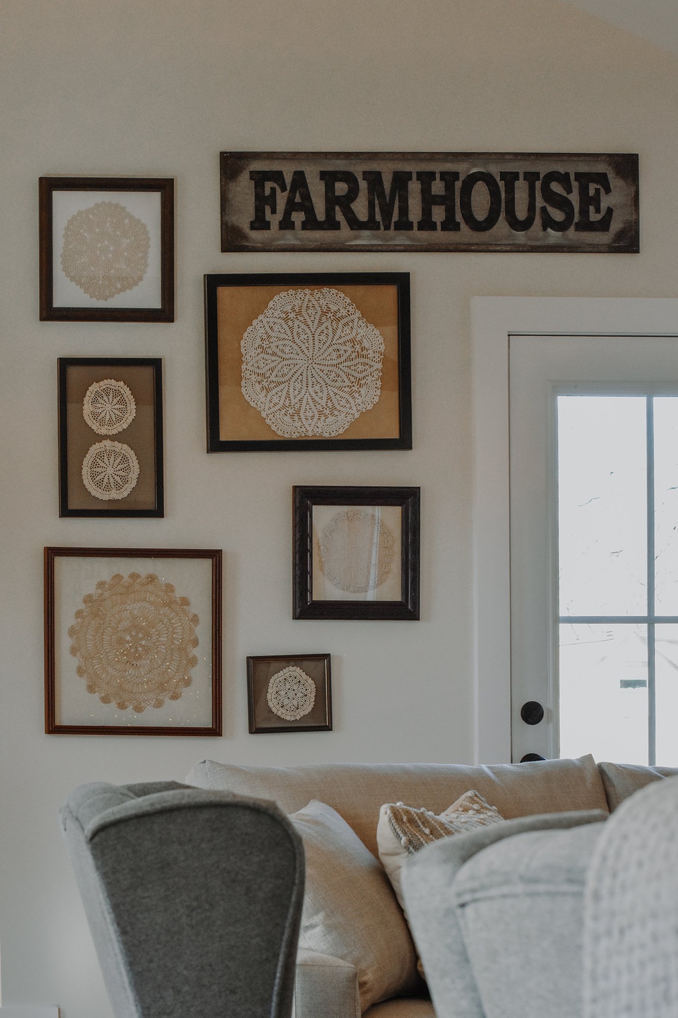 1890 Restored Farmhouse Wall Decor Framed Antique Doilies