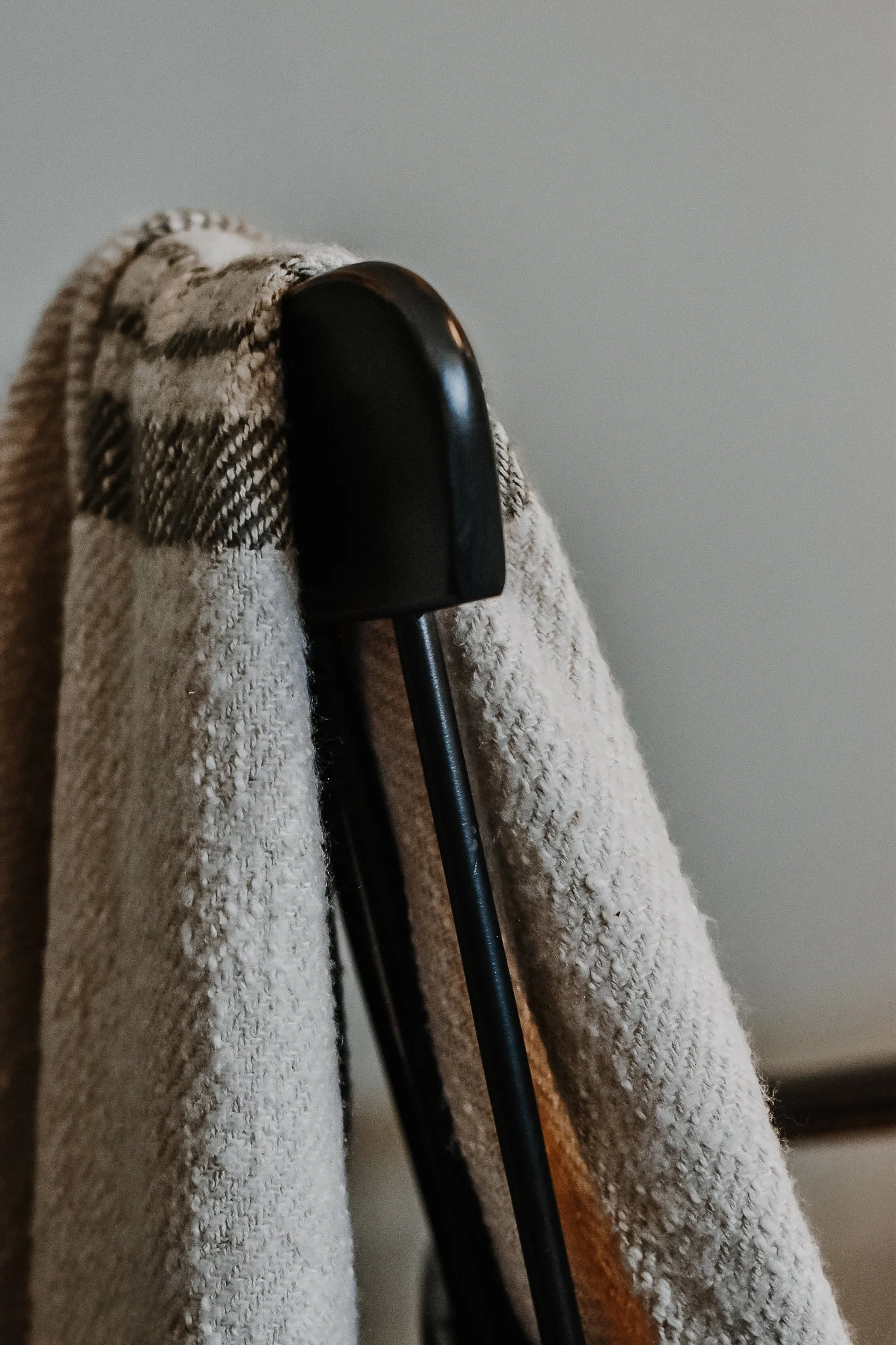 1890 Retsored Farmhouse Decor antique rocking chair and cotton blanket