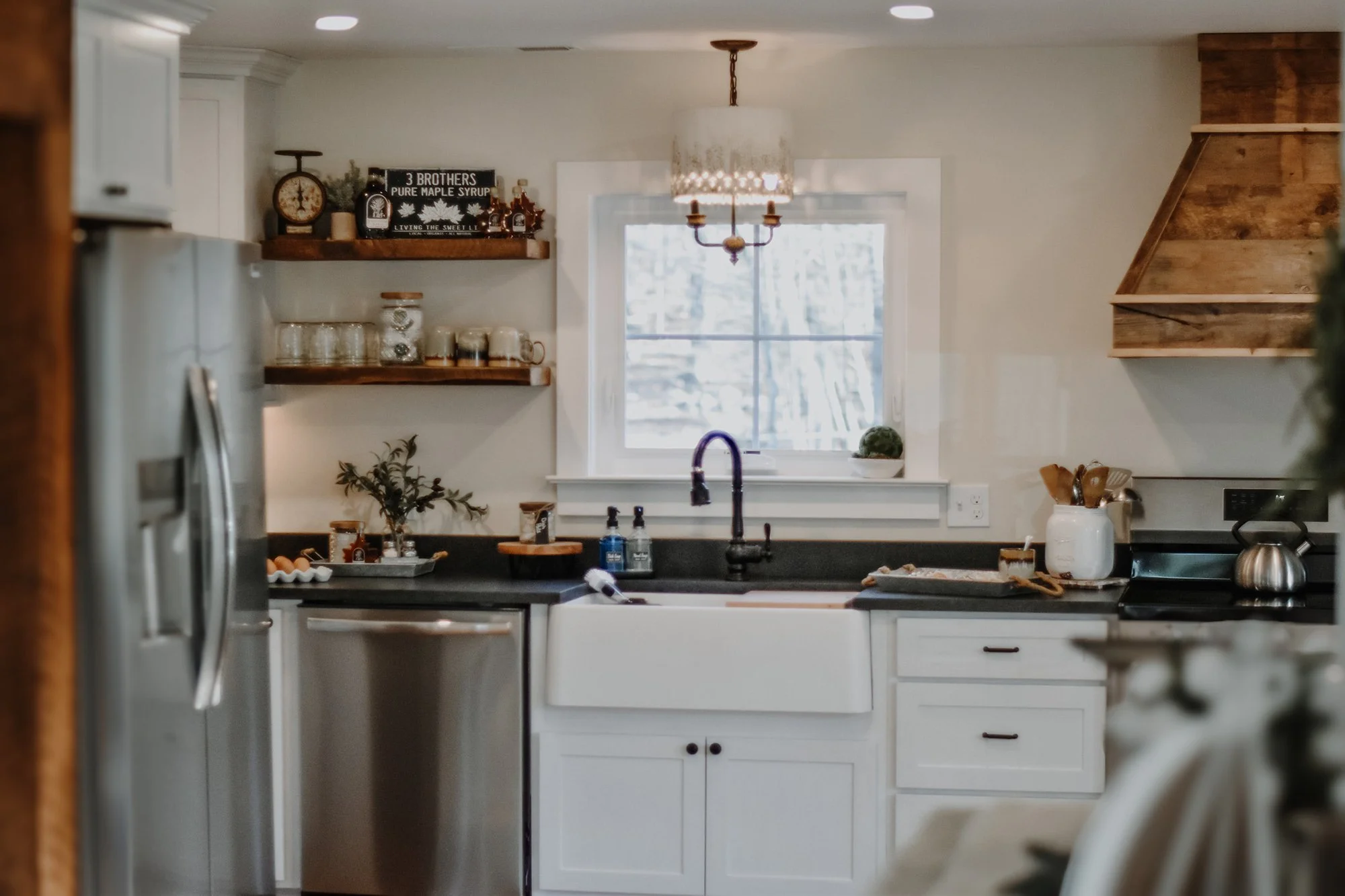 Rustic refinished farmhouse kitchen with modern and antique finishes