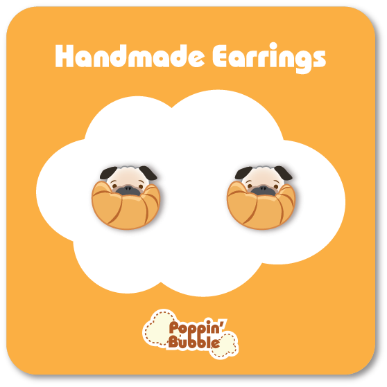 Pug With Croissant Studs