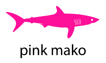 Pink shark silhouette on black background.