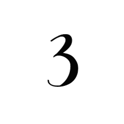 Number three displayed on a white background