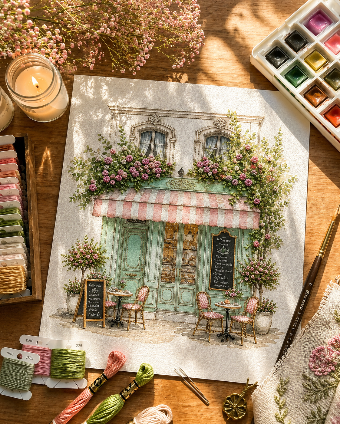 Workshop de Aquarela e Bordado - Café Francês