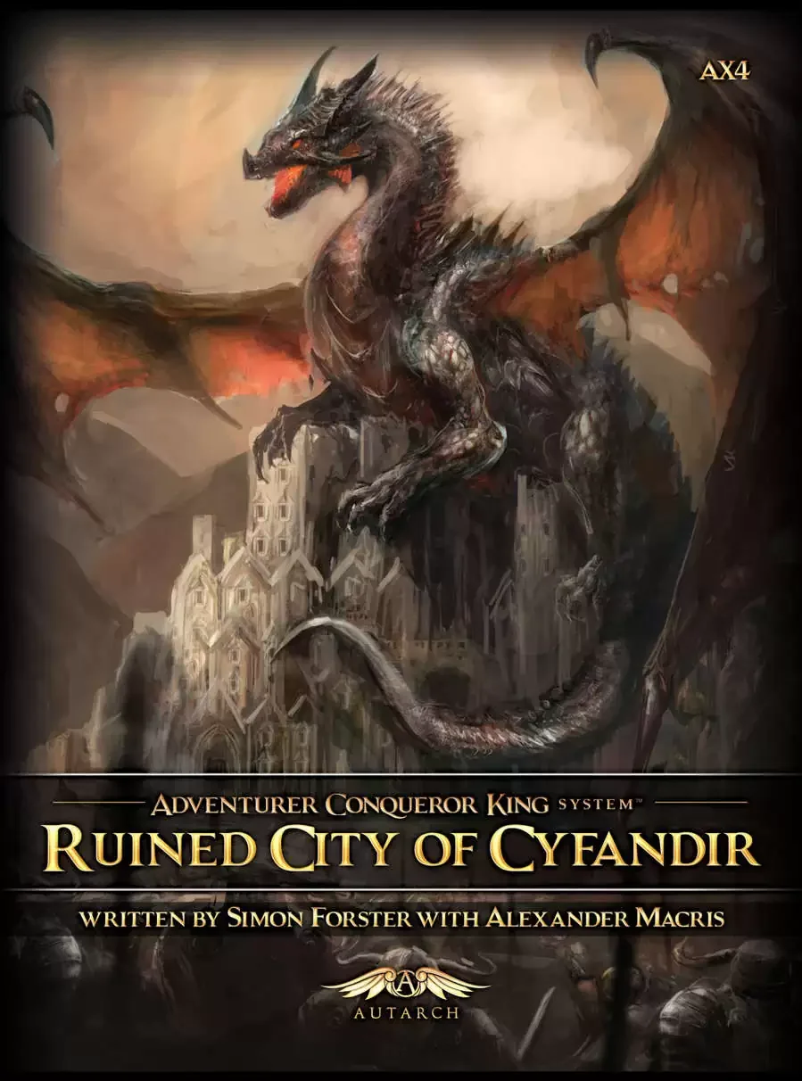 
From the imagination of designer and cartographer Simon Forster, creator of the Book of Lairs and the popular OSR blog Sky Full of Dust, comes a new adventure for characters levels 5-7.

Two hundred years ago, the elven capital of Cyfandir fell to t