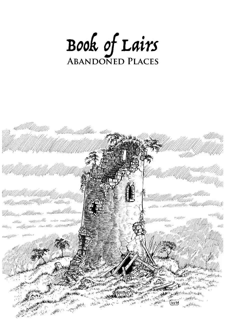 For my fourth Book of Lairs (Abandoned Places) this collection of lairs consists of two-page spreads of maps and text, with monsters taken from the Adventurer, Conqueror, King System (ACKS) core book and the Lairs & Encounters book; but it is compati