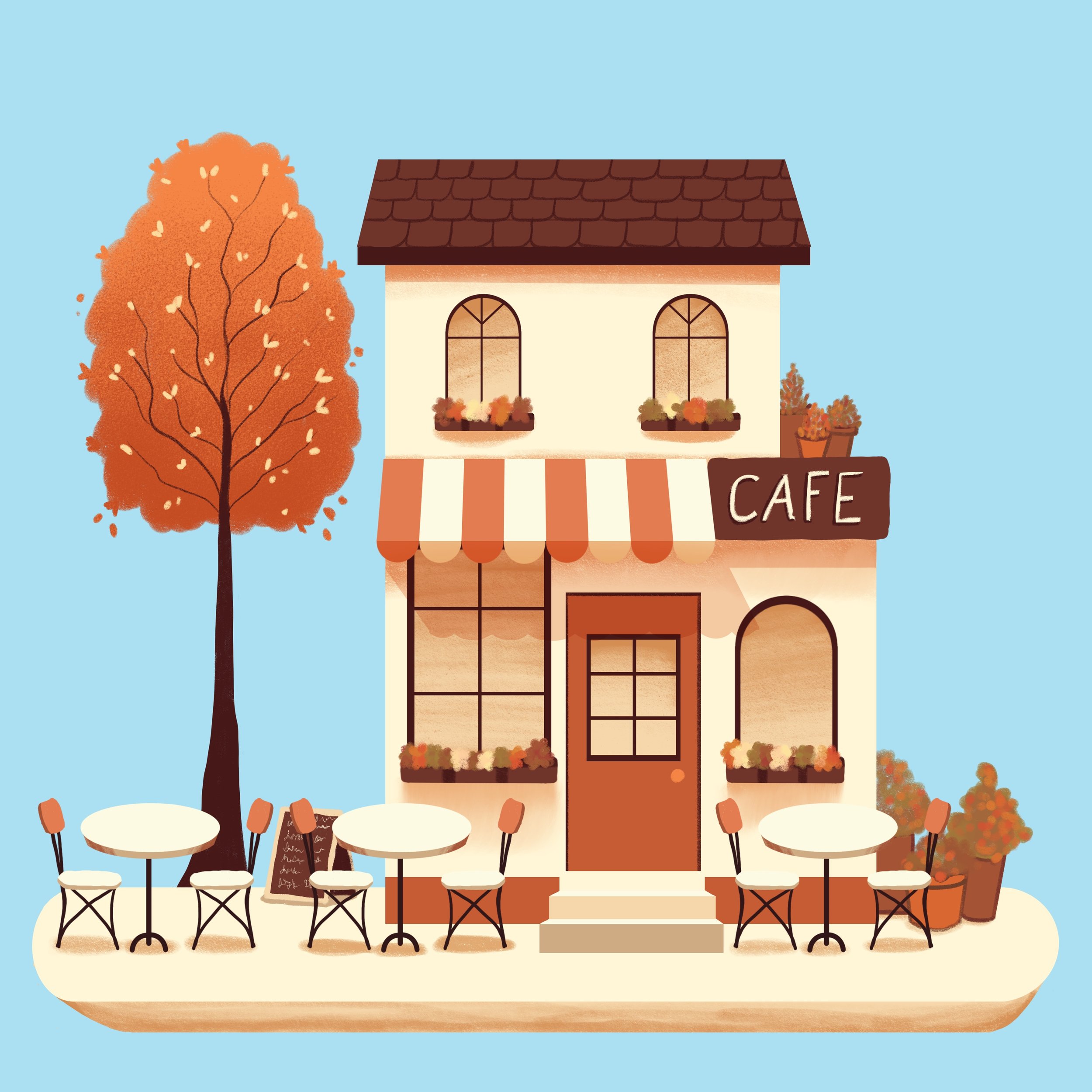 Illustration of a cafe