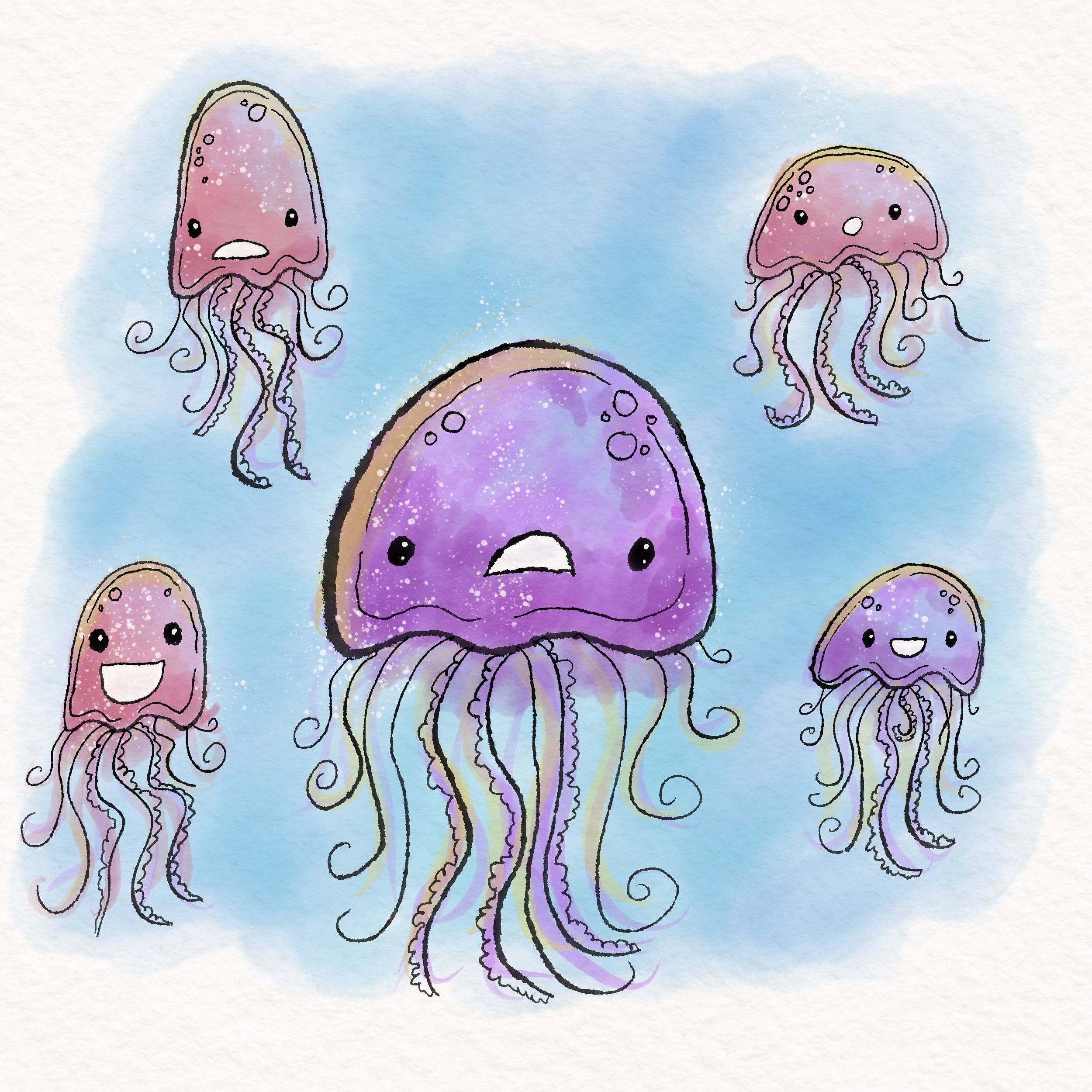 Illustration of cartoon jelly fish