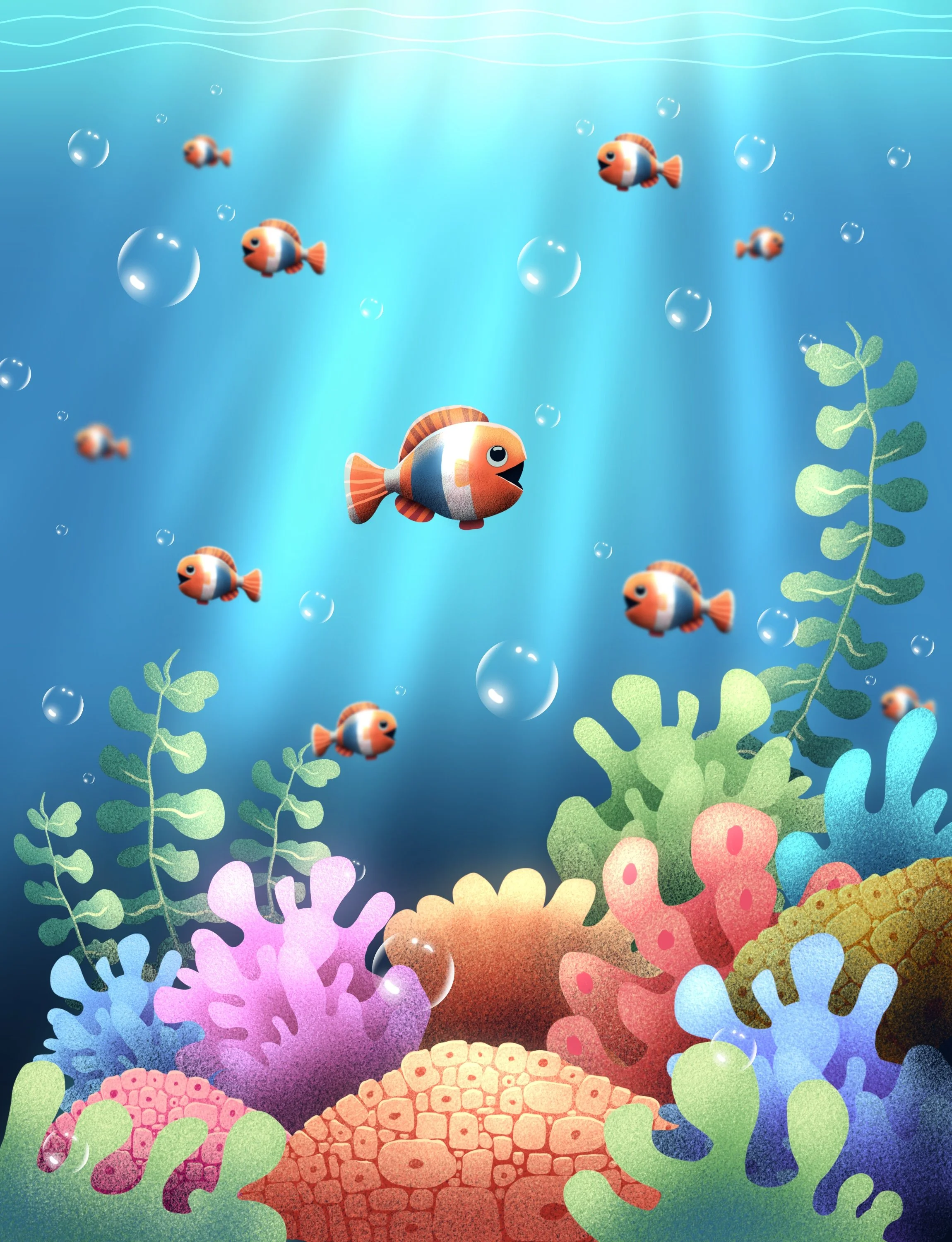Illustration of an underwater scene