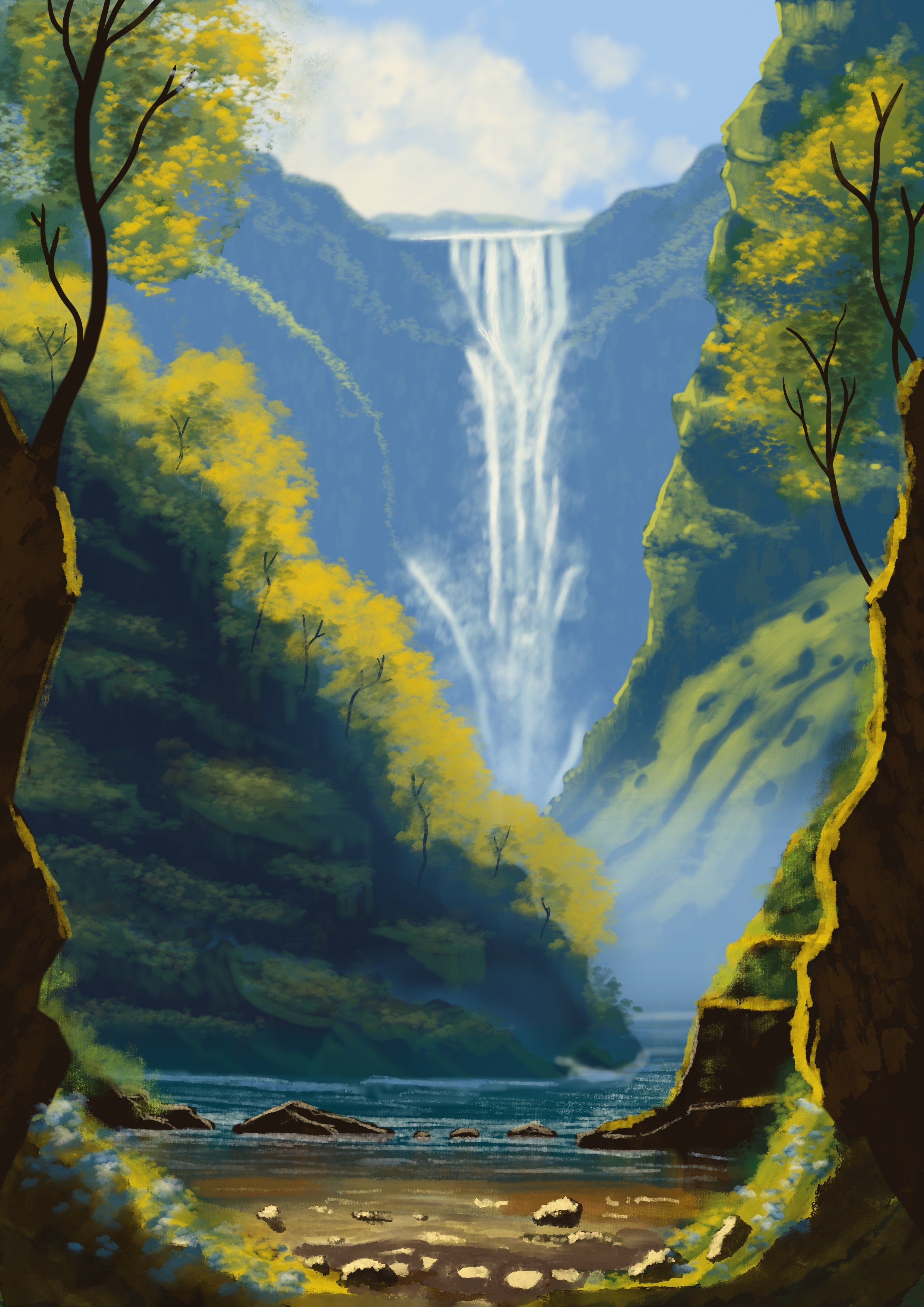 Illustration of a waterfall