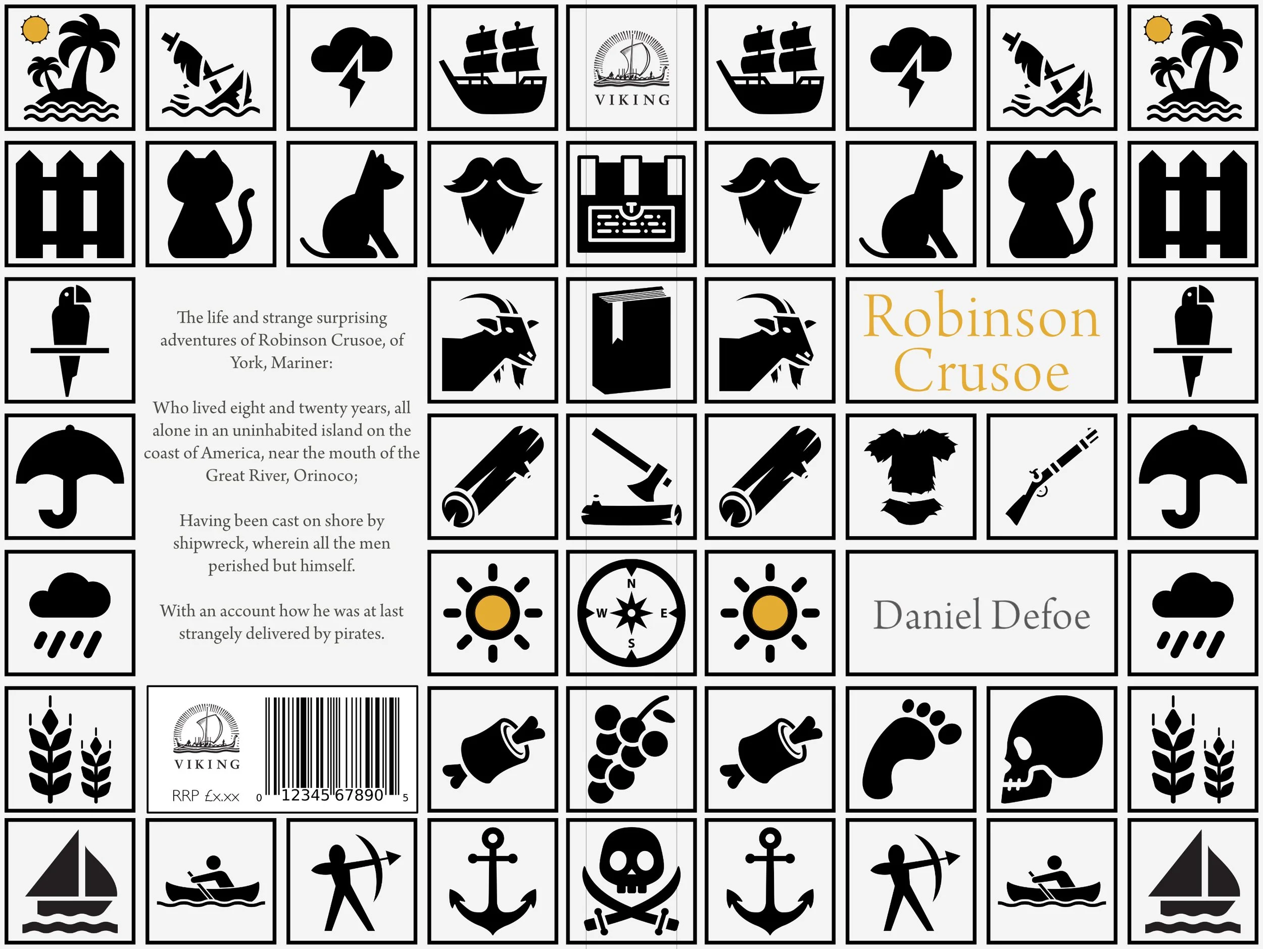 Book cover design for Robinson Crusoe by Daniel Defoe (student project)
