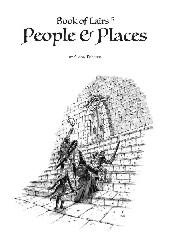 This is my fifth Book of Lairs: People & Places, written with the Adventurer, Conqueror, King System in mind, but easily compatible with other similar old school fantasy RPGs.

This book has ten 'lairs' and the NPCs that inhabit each, again on two-sp