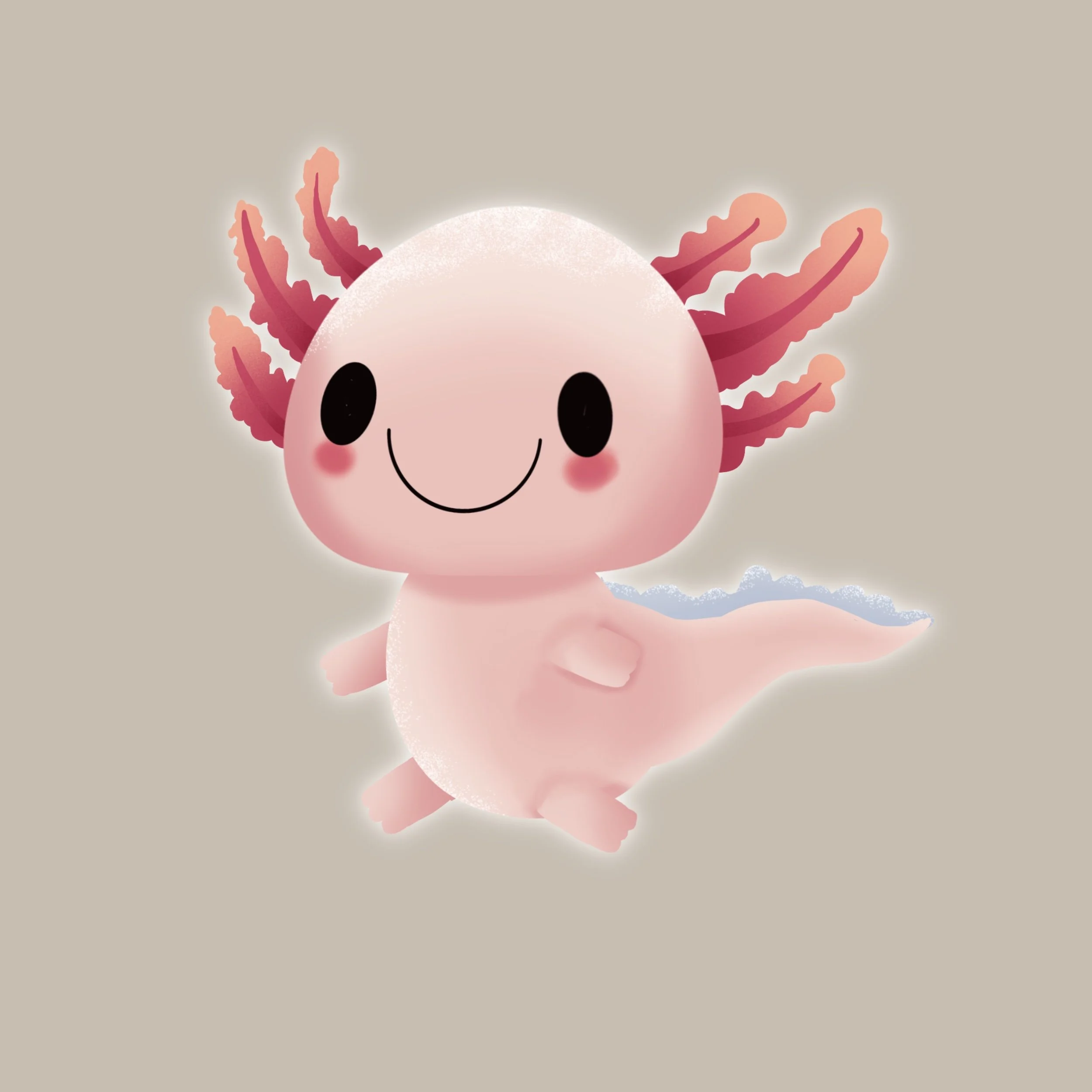 Illustration of a cure cartoon axolotl