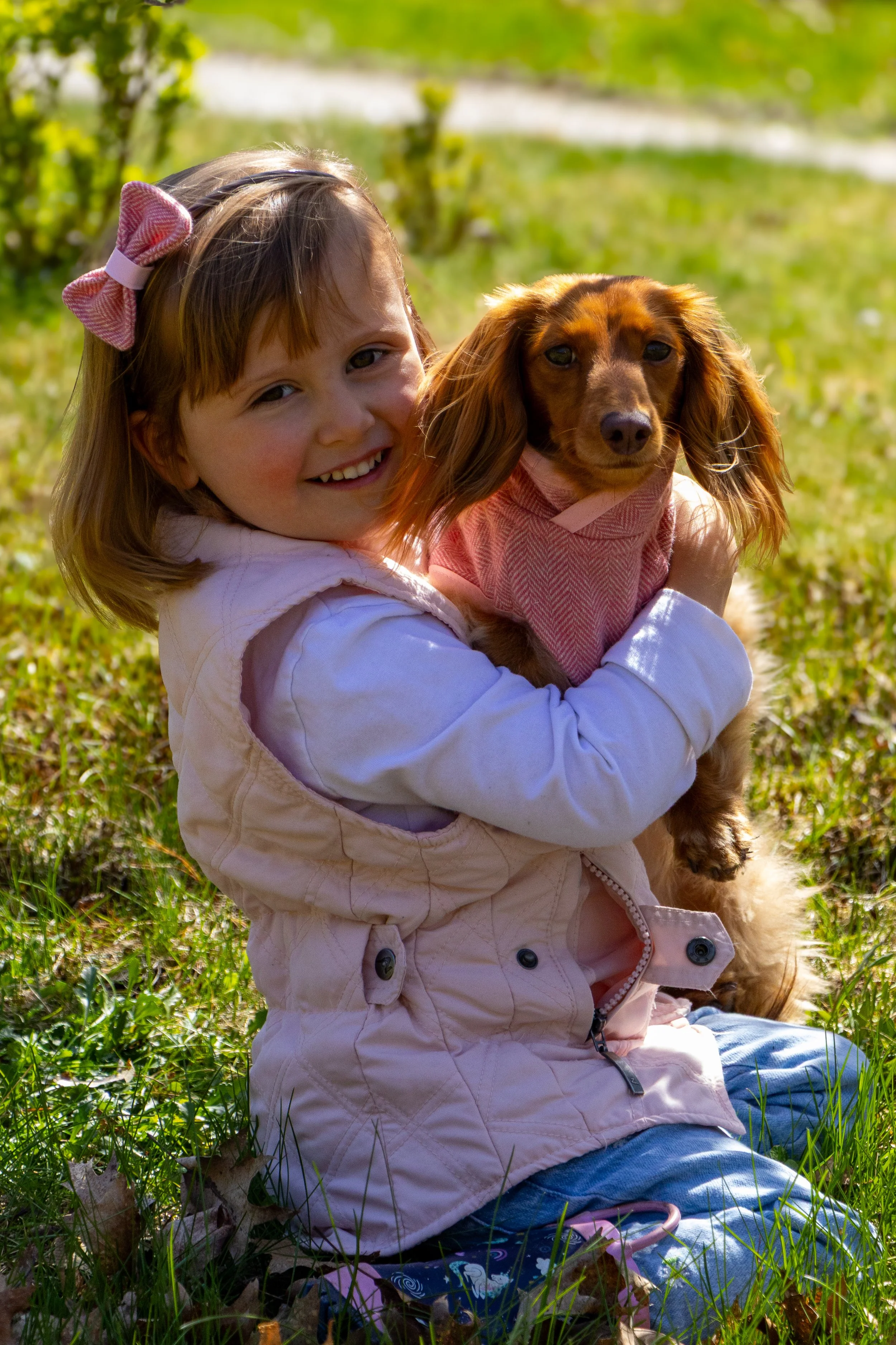 Lightweight Pink Herringbone Coat with matching Bow.
