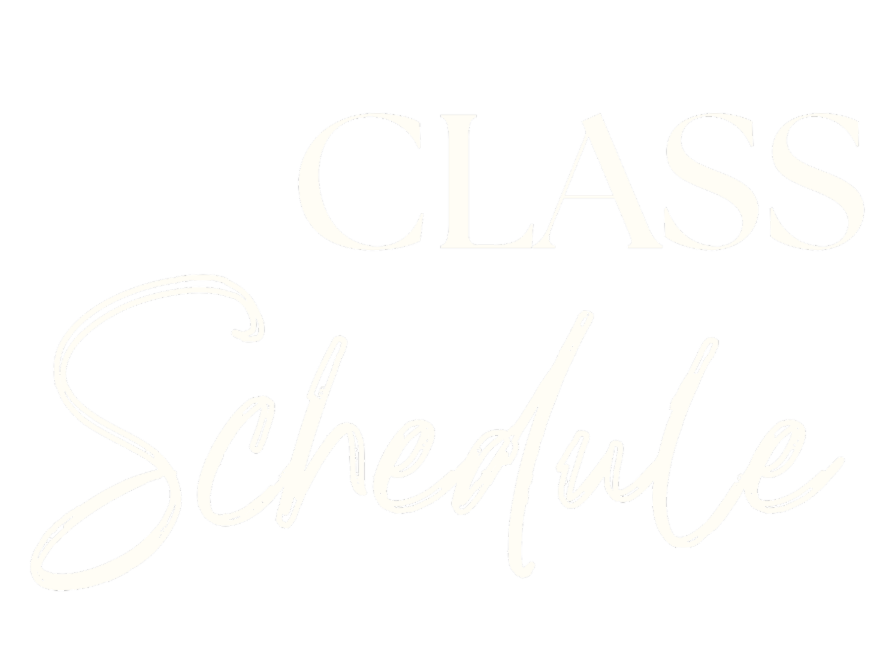 Text on a black background that reads 'Class Schedule' in large, stylized white font.