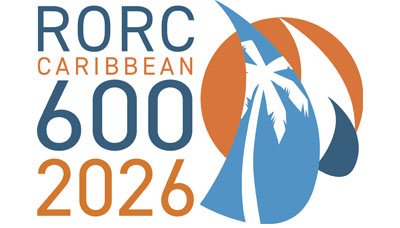 Logo for RORC Caribbean 600 2026 with stylized sailboat and text.