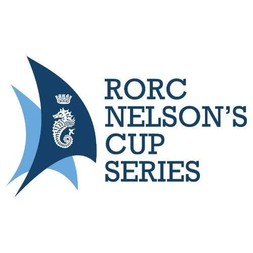 Logo of the RORC Nelson's Cup Series featuring a sailboat with a seahorse and a crown.
