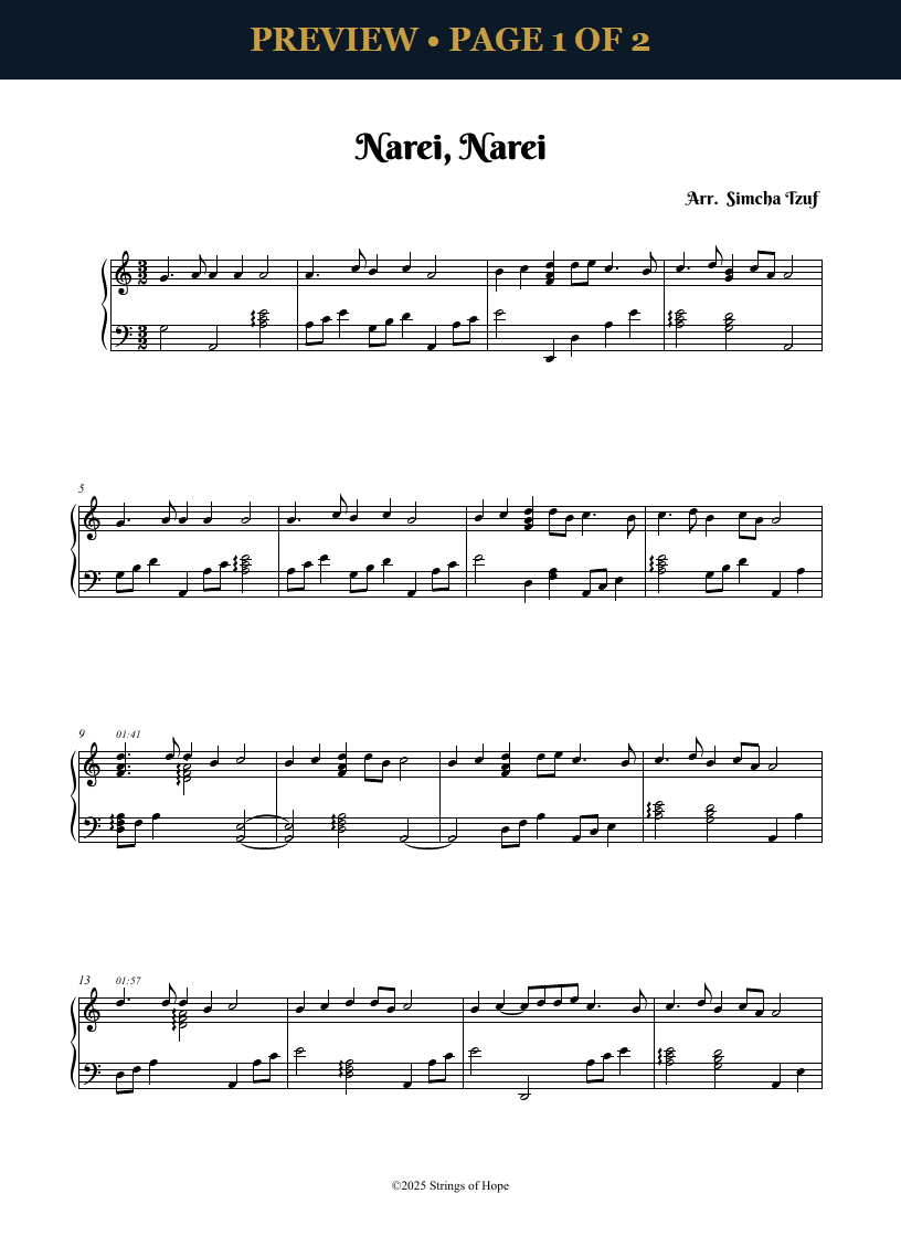 Ani LDodi - Na Rei Na Rei full arrangement preview.png
